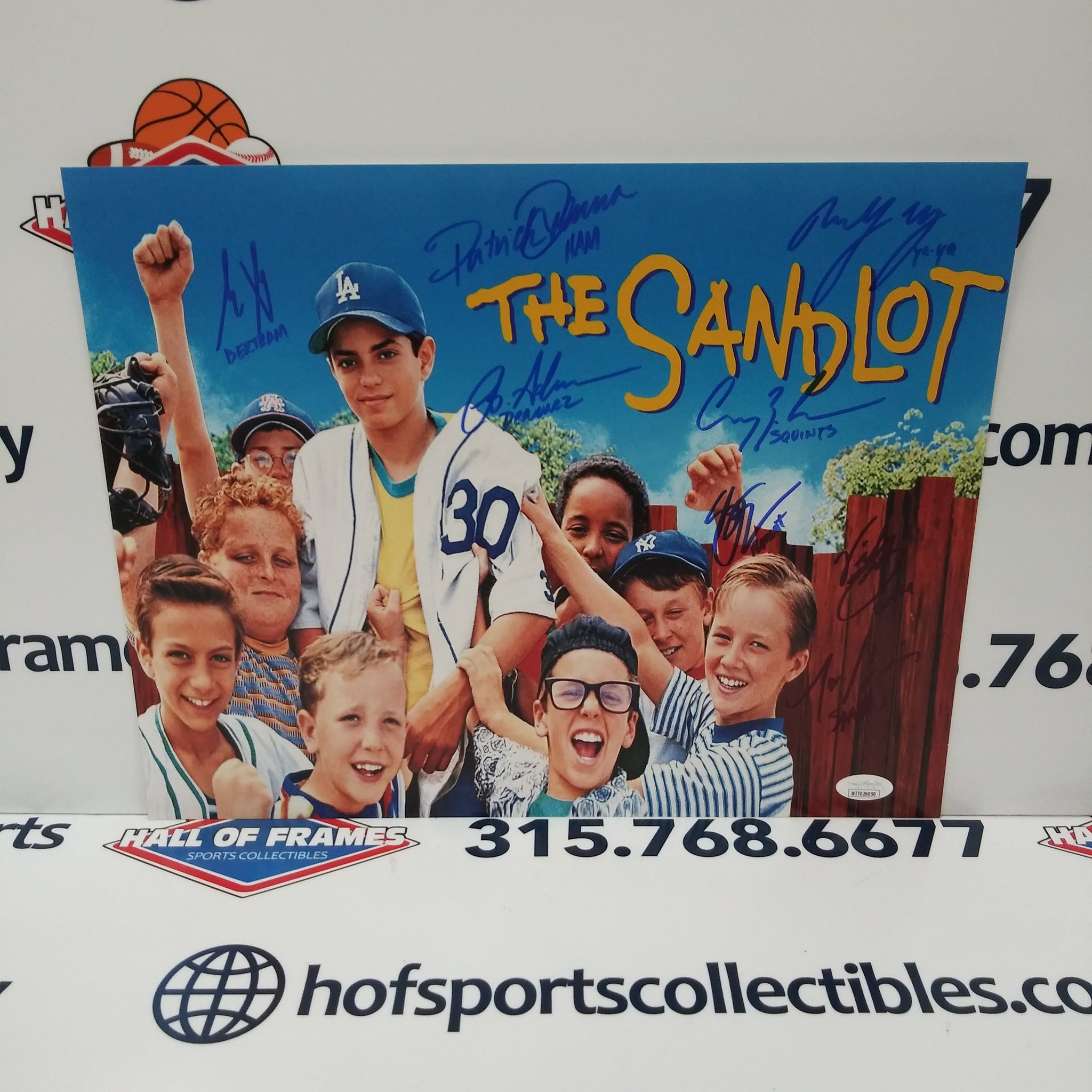 THE SANDLOT SIGNED CAST PHOTO 11X14 8 SIGNATURES JSA COA!