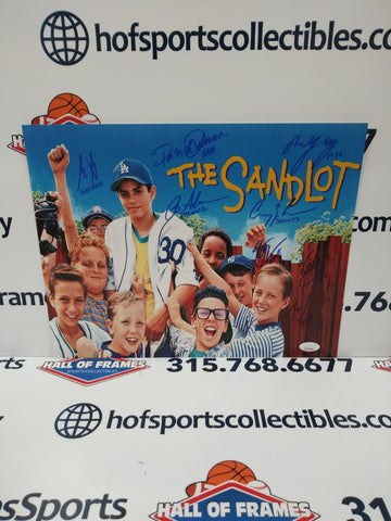 THE SANDLOT SIGNED CAST PHOTO 11X14 8 SIGNATURES JSA COA!