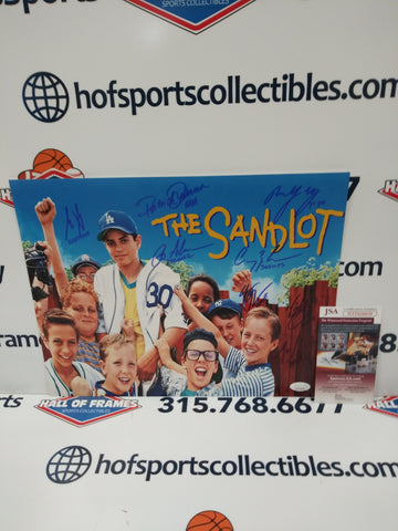 THE SANDLOT SIGNED CAST PHOTO 11X14 8 SIGNATURES JSA COA!
