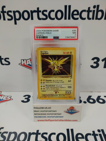 2000 POKEMON BASE SET II ZAPDOS HOLO 320 PSA 7!
