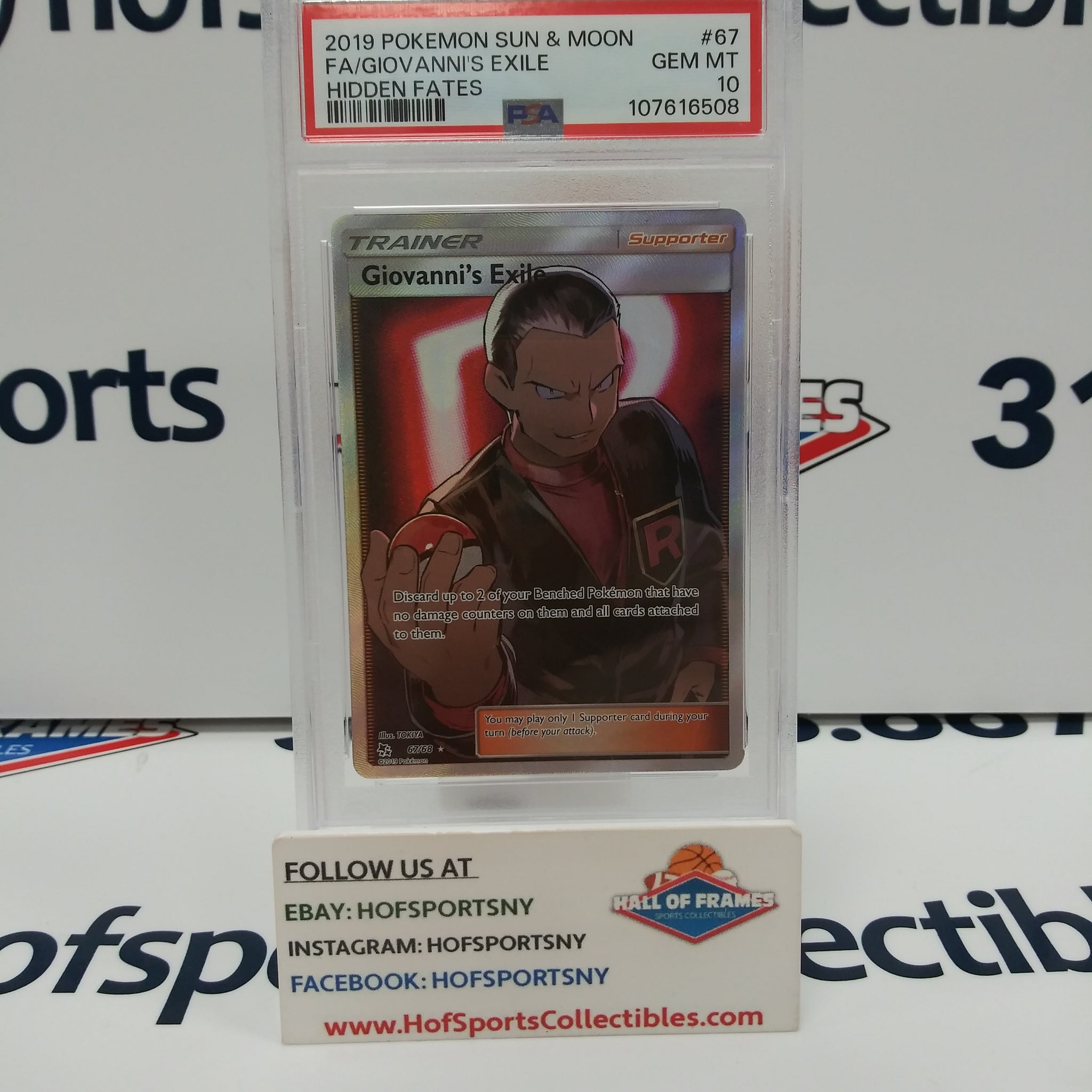 2019 POKEMON HIDDEN FATES GIOVANNI'S EXILE #67 PSA 10 GEM MINT!