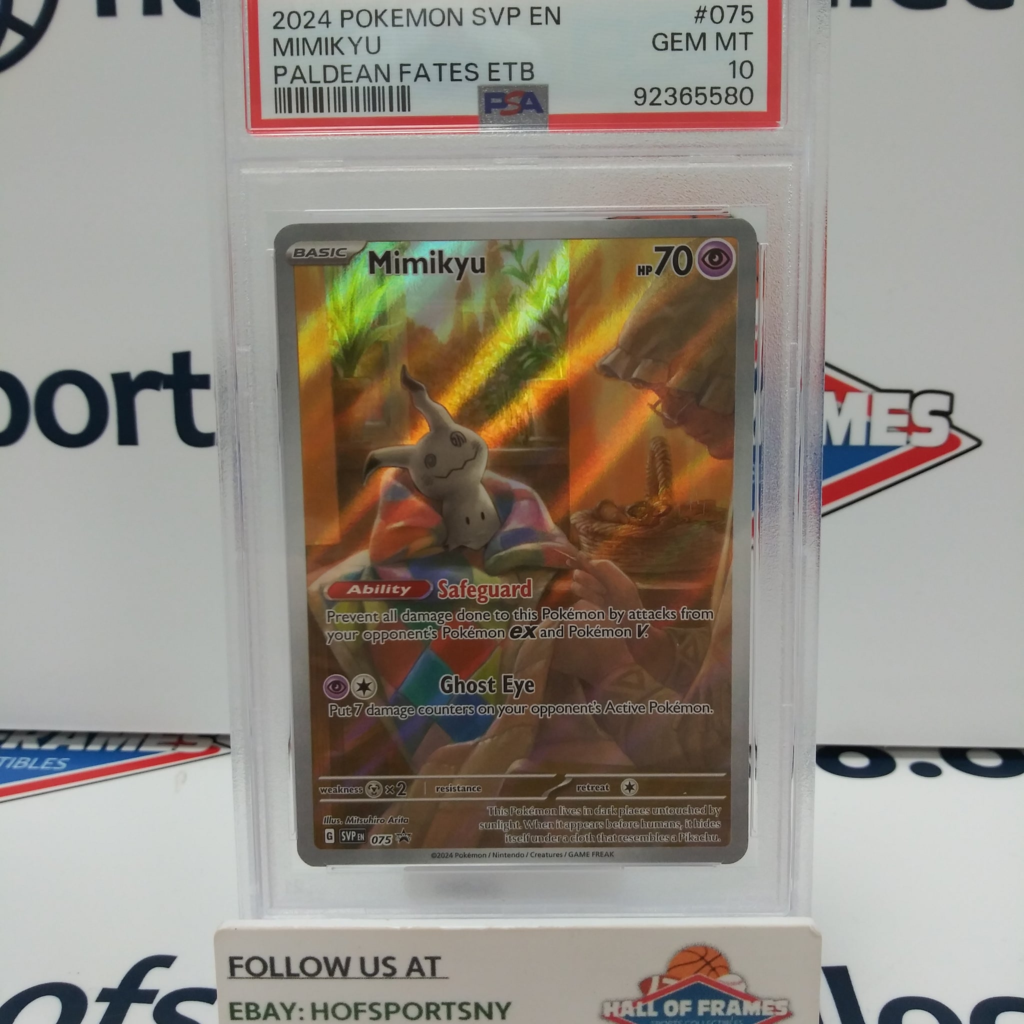 2024 POKEMON SCARLET & VIOLET PROMO MIMIKYU PALDEAN FATES #075 BLACK STAR PSA 10