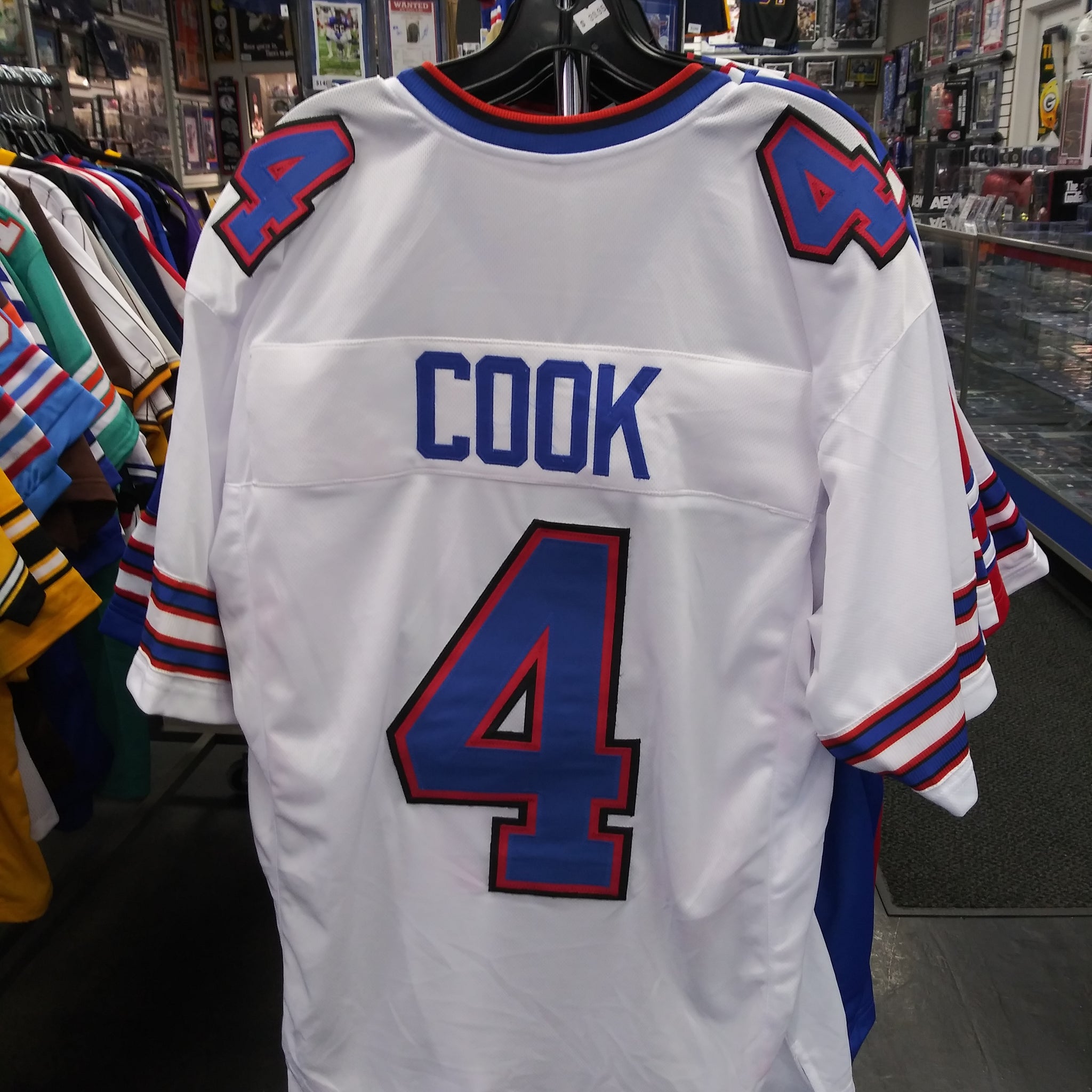 JAMES COOK #4 BILLS SEWN STITCHED WHITE JERSEY SIZE MENS XL