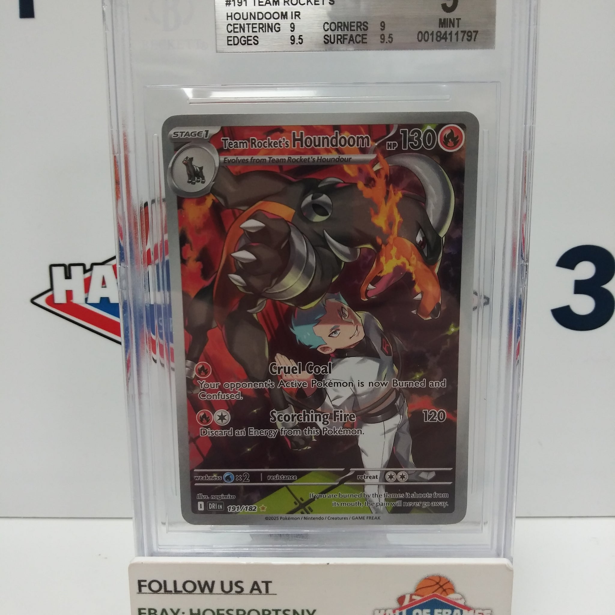 2025 POKEMON DESTINED RIVALS TEAM ROCKET'S HOUNDOOM #191 BGS 9 MINT!