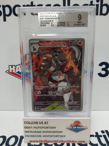 2025 POKEMON DESTINED RIVALS TEAM ROCKET'S HOUNDOOM #191 BGS 9 MINT!