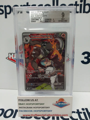 2025 POKEMON DESTINED RIVALS TEAM ROCKET'S HOUNDOOM #191 BGS 9 MINT!