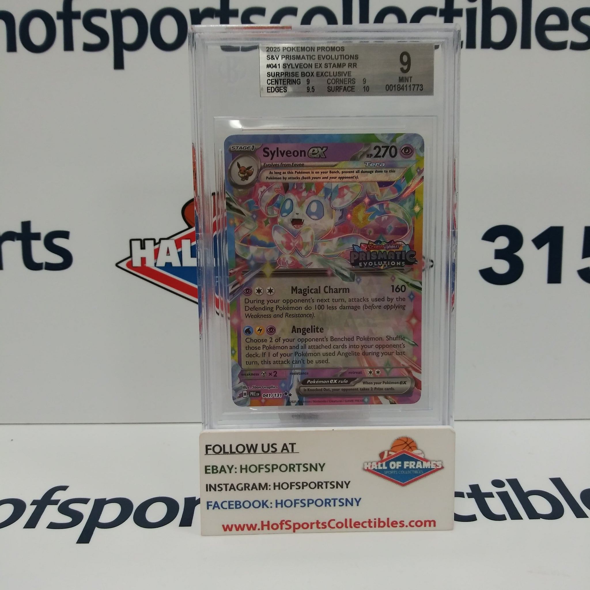 2025 POKEMON PRISMATIC EVOLUTIONS SYLVEON EX SURPRISE BOX EXCLUSIVE #041 BGS 9!