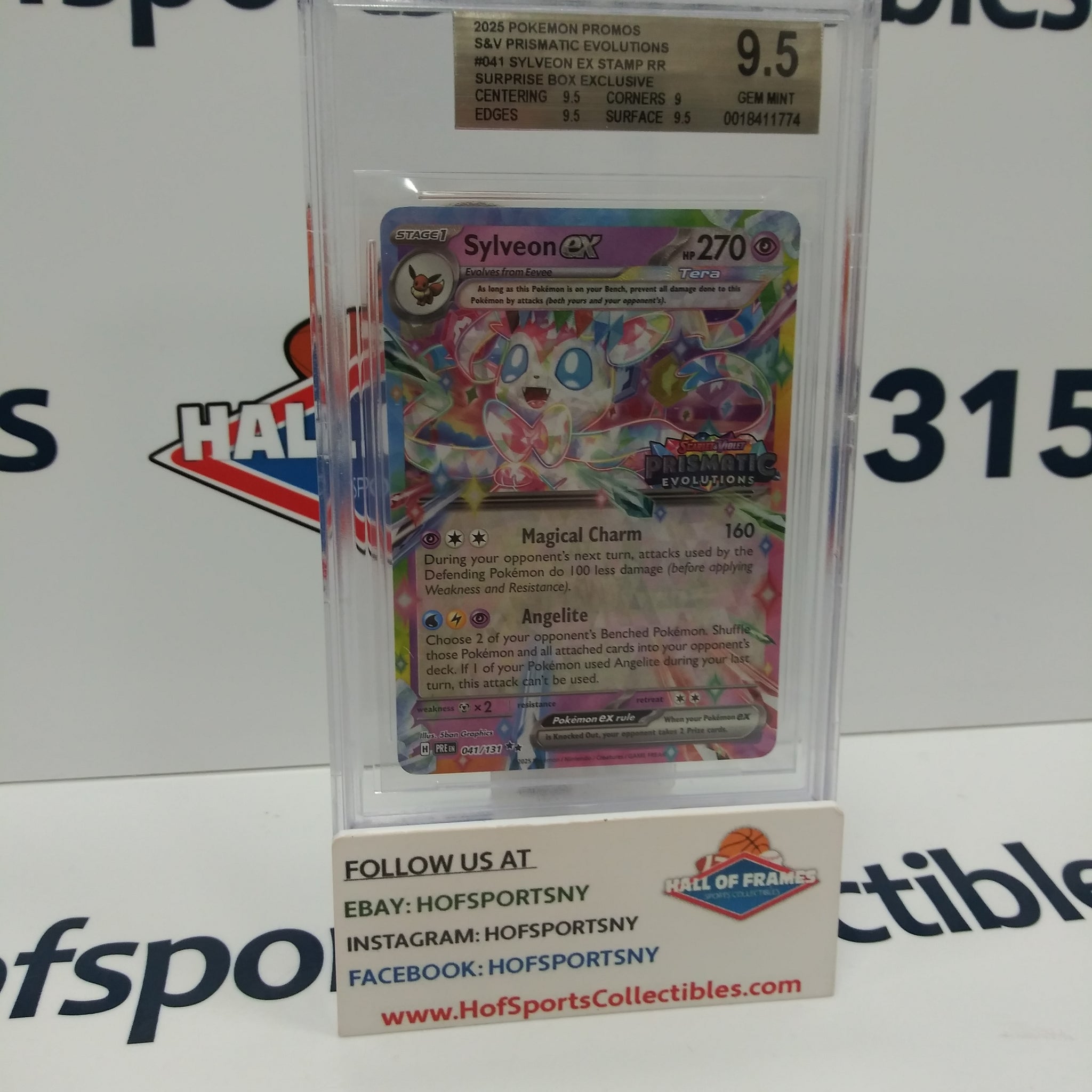 2025 POKEMON PRISMATIC EVOLUTIONS SYLVEON EX SURPRISE BOX EXCLUSIVE #041 BGS 9.5!