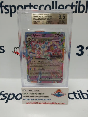 2025 POKEMON PRISMATIC EVOLUTIONS SYLVEON EX SURPRISE BOX EXCLUSIVE #041 BGS 9.5!
