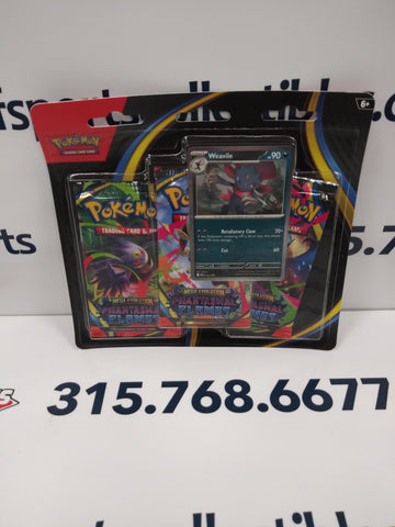 2025 POKEMON MEGA EVOLUTION PHANTASMAL FLAMES WEAVILE 3 PACK BLISTER!