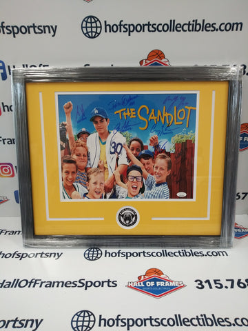 THE SANDLOT SIGNED CAST PHOTO FRAMED 11X14 8 SIGNATURES JSA COA!