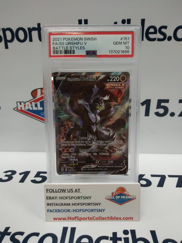 2021 POKEMON BATTLE STYLES SINGLE STRIKE URSHIFU V #151 PSA 10 GEM MINT!