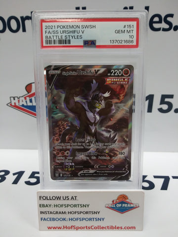 2021 POKEMON BATTLE STYLES SINGLE STRIKE URSHIFU V #151 PSA 10 GEM MINT!