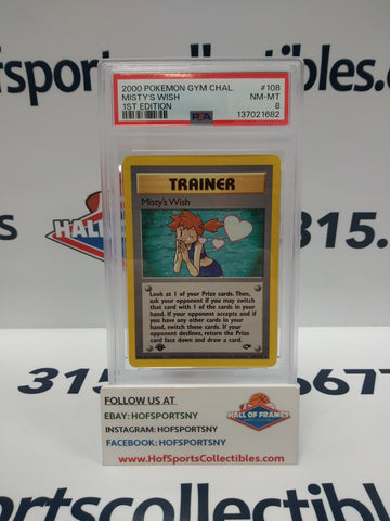 2000 POKEMON GYM CHALLENGE MISTY'S WISH 1ST EDITION NON-HOLO #108 PSA 8 NM-MT!