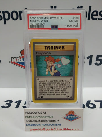 2000 POKEMON GYM CHALLENGE MISTY'S WISH 1ST EDITION NON-HOLO #108 PSA 8 NM-MT!
