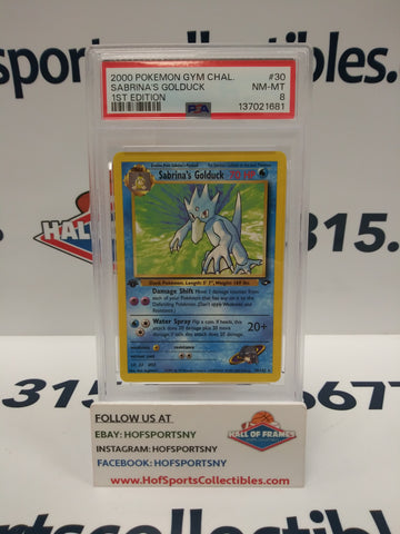 2000 POKEMON GYM CHALLENGE SABRINA'S GOLDUCK 1ST EDITION NON-HOLO #30 PSA 8 NM-MT!