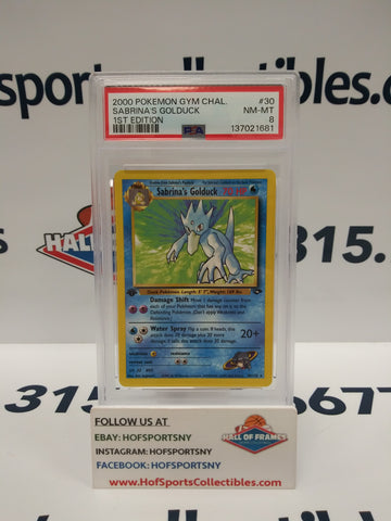 2000 POKEMON GYM CHALLENGE SABRINA'S GOLDUCK 1ST EDITION NON-HOLO #30 PSA 8 NM-MT!