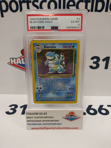 1999 POKEMON GAME BLASTOISE HOLO #2 PSA 6 EX-MT