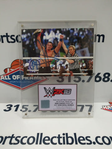 JOHN CENA WWE 2K18 SIGNED PICTURE RING USED CANVAS PIECE READY TO HANG!