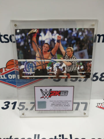 JOHN CENA WWE 2K18 SIGNED PICTURE RING USED CANVAS PIECE READY TO HANG!