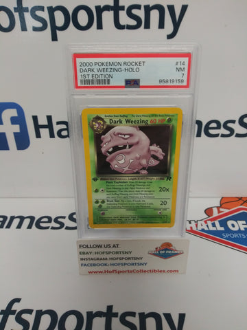 2000 POKEMON TEAM ROCKET DARK WEEZING HOLO 1ST EDITION #14 PSA 7!