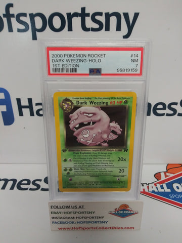 2000 POKEMON TEAM ROCKET DARK WEEZING HOLO 1ST EDITION #14 PSA 7!
