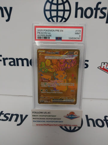 2025 POKEMON PRISMATIC EVOLUTIONS PIKACHU EX HYPER RARE #179 PSA 9!