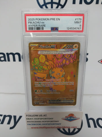 2025 POKEMON PRISMATIC EVOLUTIONS PIKACHU EX HYPER RARE #179 PSA 9!