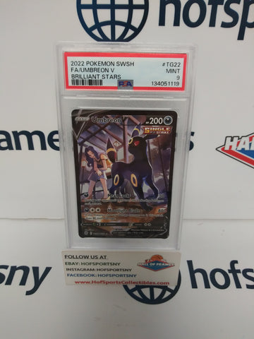 2022 POKEMON SWORD & SHIELD BRILLIANT STARS UMBREON V #TG22 PSA 9!