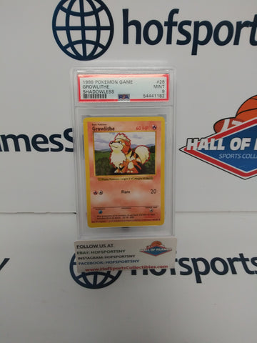1999 POKEMON GROWLITHE SHADOWLESS PSA 9 MINT