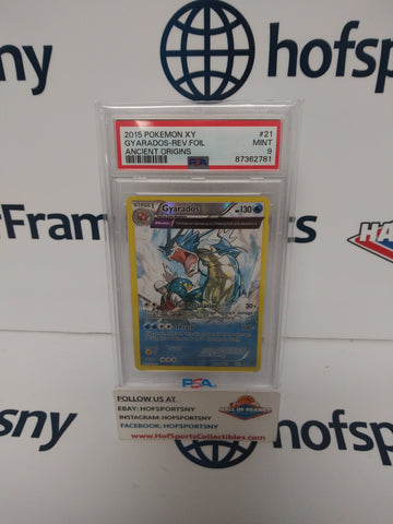 2015 POKEMON XY ANCIENT ORIGINS GYARADOS REVERSE FOIL #21 PSA 9!