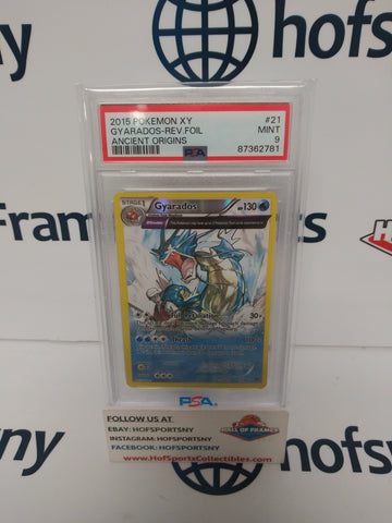2015 POKEMON XY ANCIENT ORIGINS GYARADOS REVERSE FOIL #21 PSA 9!
