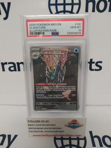 2025 POKEMON MEGA EVOLUTION CLAWITZER IR #141 PSA 10!