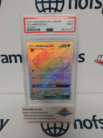 2017 POKEMON SUN & MOON UMBREON GX FULL ART SECRET #154 PSA 9!