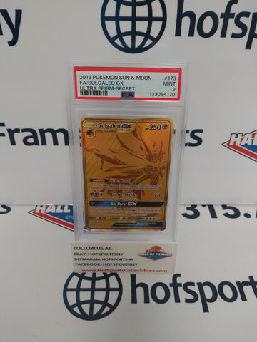 2018 POKEMON SUN & MOON SOLGALEO GX ULTRA PRISM SECRET #173 PSA 9!