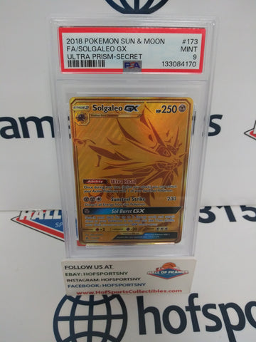 2018 POKEMON SUN & MOON SOLGALEO GX ULTRA PRISM SECRET #173 PSA 9!