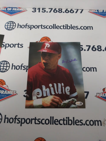 LENNY DYKSTRA PHILLIES SIGNED 8X10  PHOTO - JSA COA