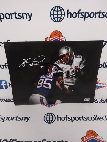 KYLE WILLIAMS BUFFALO BILLS SIGNED SPOTLIGHT SACKING BRADY WHITE INK 11X14 BECKETT COA