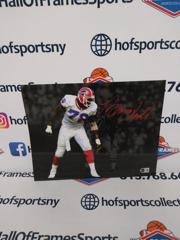 BRUCE SMITH SIGNED BUFFALO BILLS 11X14 SPOTLIGHT RED INK BECKETT COA