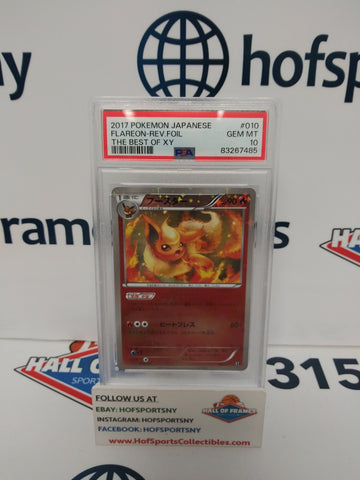 2017 POKEMON JAPANESE FLAREON REVERSE FOIL BEST OF XY #010 PSA 10!