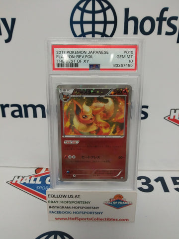 2017 POKEMON JAPANESE FLAREON REVERSE FOIL BEST OF XY #010 PSA 10!
