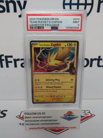 2025 POKEMON DESTINED RIVALS TEAM ROCKET'S ZAPDOS GAMESTOP EXCLUSIVE PSA 9!