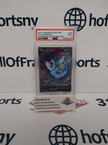 2021 POKEMON VAPOREON V VMAX COLLECTION BLACK STAR #181 PSA 9!