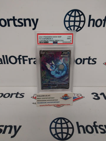 2021 POKEMON VAPOREON V VMAX COLLECTION BLACK STAR #181 PSA 9!