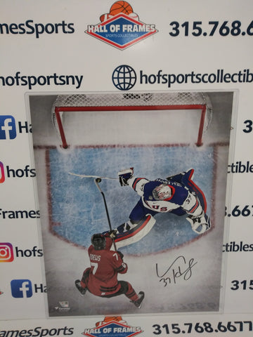 CONNOR HELLEBUYCK TEAM USA SIGNED 16X20 "THE SAVE" FANATICS COA!