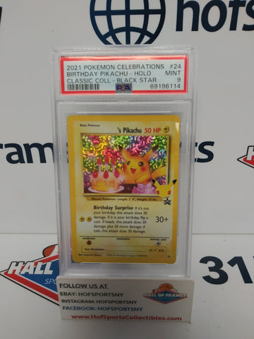 2021 POKEMON CELEBRATIONS BIRTHDAY PIKACHU #24 PSA 9!