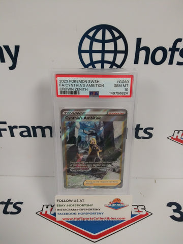 2023 POKEMON CROWN ZENITH CYNTHIA'S AMBITION #GG60 PSA 10!
