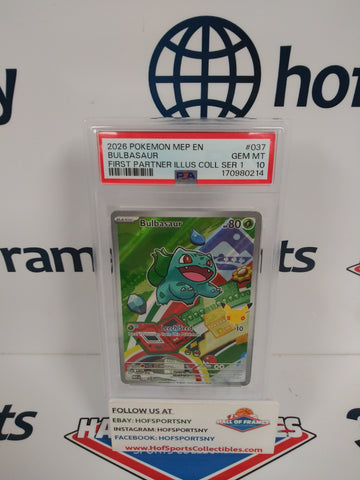 2026 POKEMON BULBASAUR FIRST PARTNER SERIES 1 #037 PSA 10!