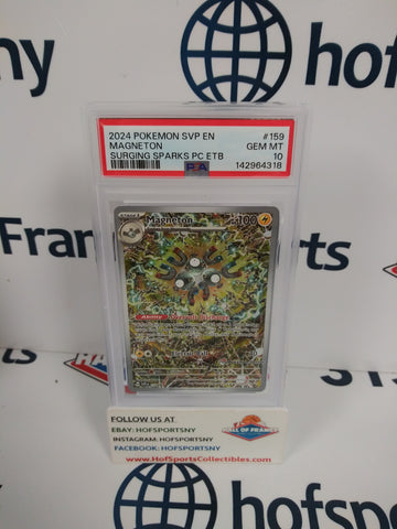 2024 POKEMON SURGING SPARKS MAGNETON POKEMON CENTER PROMO #159 PSA 10!