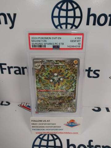 2024 POKEMON SURGING SPARKS MAGNETON POKEMON CENTER PROMO #159 PSA 10!